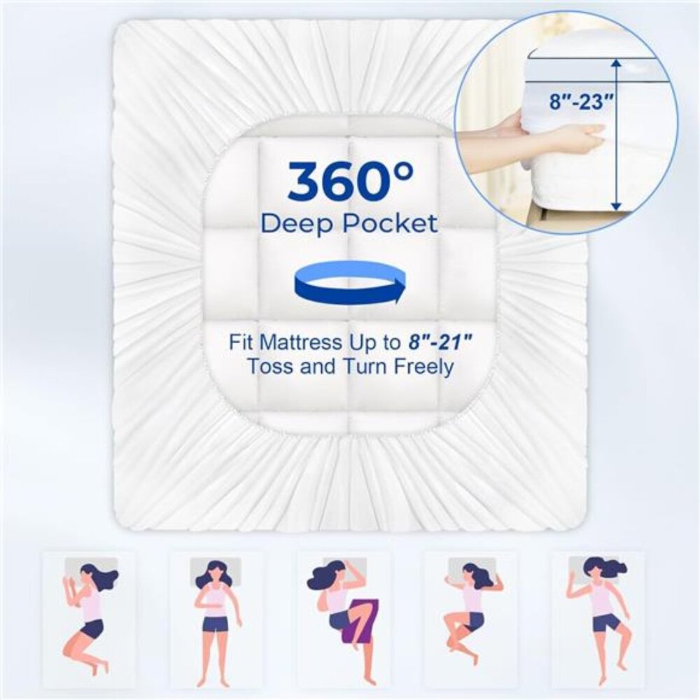 Full Mattress Topper,Extra Thick Mattress Pad Cover for Deep Sleep,3D+7D Snow - Picture 6 of 7